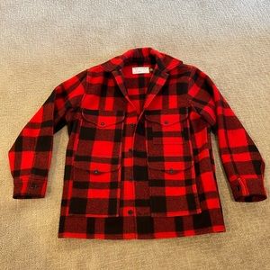 CC Filson Mackinaw Wool Coat Jacket Cruiser Buffalo Red Plaid Large